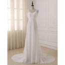 Elegant Empire V-Neck Sleeveless Sweep Train Chiffon Wedding Dress