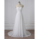 Simple Modern Sweetheart Sleeveless Sweep Train Chiffon Wedding Dress