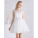 Charming A-Line Sleeveless Mini Satin Lace Summer Wedding Dress