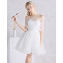 Designer Charming Off-the-shoulder Mini/ Short Tulle Wedding Dress