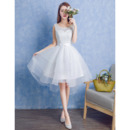 Beautiful A-Line Sleeveless Knee Length Lace Organza Wedding Dress