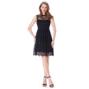 2022 New Blush Sleeveless Mini/ Short Chiffon Lace Black Bridesmaid Dress