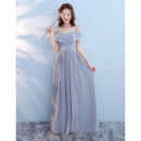 New Modest Spaghetti Straps Floor Length Chiffon Bridesmaid Dress