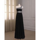Elegant One Shoulder Sleeveless Floor Length Chiffon Formal Evening Dress