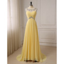 Custom A-Line Sleeveless Floor Length Chiffon Formal Evening Dress