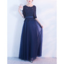 2022 Affordable Classy Long Maxi Satin Tulle Formal Mother Dress with Half Sleeves