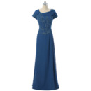 Inexpensive Custom Long Chiffon Mother of the Bride Dress with Short Sleeves