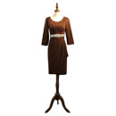Discount Elegant Knee Length Satin Short Formal Mother Dress with 3/4 Long Sleeves