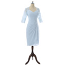 Inexpensive Custom Knee Length Chiffon Mother of the Bride Dress with 3/4 Long Sleeves