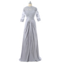 Affordable Elegant Long Chiffon Formal Mother Dress with 3/4 Long Sleeves