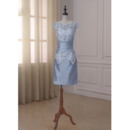 Affordable Classy Sheath Short Lace Taffeta Formal Mother of the Bride Dress with Jackets