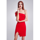 Inexpensive Sheath One Shoulder Red Mini Homecoming Party Dress