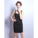 Stylelist Column Straps Mini Satin Tight Black Homecoming Parrty Dress for Girls