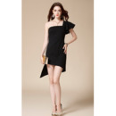 Sexy One Shoulder Mini/ Short Satin Black Homecoming Party Dress for Girls