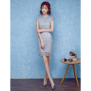 Elegant Column Mandarin Collar Mini/ Short Lace Homecoming Party Dress for Girls