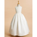 Lovely Ball Gown Long Satin Embroidery First Communion Dress