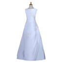 Simple A-Line Sleeveless Floor Length Satin Flower Girl Dress