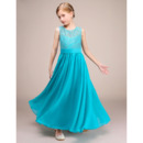 Affordable Ankle Length Chiffon Lace Junior Bridesmaid Dress