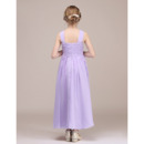 Adorable Ankle Length Chiffon Junior Bridesmaid Dress with Straps