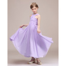 Adorable Ankle Length Chiffon Junior Bridesmaid Dress with Straps