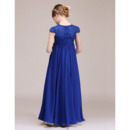 New Cap Sleeves Ankle Length Chiffon Junior Bridesmaid Dress