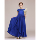 New Cap Sleeves Ankle Length Chiffon Junior Bridesmaid Dress