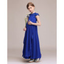 New Cap Sleeves Ankle Length Chiffon Junior Bridesmaid Dress