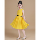 Discount One Shoulder Knee Length Junior Bridesmaid Dress with Belt