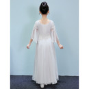 Custom Ankle Length Junior Bridesmaid Dress with 3/4 Long Sleeves