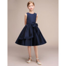 2022 New Style A-Line Knee Length Satin Junior Bridesmaid Dress