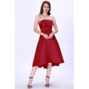 Affordable A-Line Strapless Short Satin Cocktail/ Holiday Dress