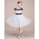 Adorable Knee Length Flower Girl Dress with Embroidery and Sash