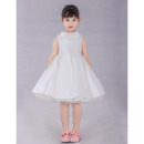 Little Girls Adorable A-Line Lapel Knee Length Satin Flower Girl Dress