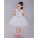 New Style A-Line Knee Length Satin Tulle Flower Girl Dress
