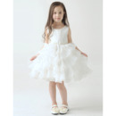 Little Girls Cute A-Line Knee Length Short Layered Skirt Flower Girl Dress