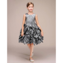 Custom Sleeveless Short Taffeta Ruffle Skirt Flower Girl Dress