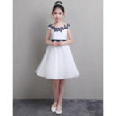 2022 New A-Line Knee Length Satin Flower Girl Dress with Sashes
