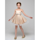 Inexpensive A-Line Mini/ Short Satin Tulle Flower Girl Dress
