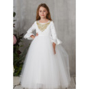 Stunning Floor Length First Communion Dress with Long Sleeves