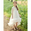 Adorable Empire High-Low Tulle Flower Girl Dress with Half Sleeves