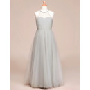 Affordable A-Line Floor Length Satin Tulle Flower Girl Dress