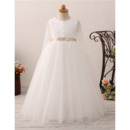 Affordable Ball Gown Flower Girl/ Communion Dress with Long Sleeves