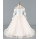 Stunning Ball Gown Floor Length Flower Girl Dress with Long Sleeves