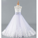 2019 New A-Line Floor Length Organza Flower Girl Dress with Bow