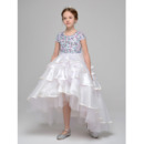 2019 New Style High-Low Asymmetric Beading Little Girls Party Dress