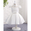 Custom Ball Gown Cap Sleeves Knee Length Flower Girl Dress