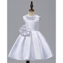 Discount Lapel Mini/ Short Satin Flower Girl Dress for Wedding