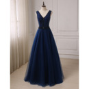Affordable A-Line V-Neck Floor Length Prom/ Party/ Formal Dress