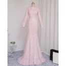 2022 Mermaid Floor Length Prom/ Formal Dress with Long Sleeves