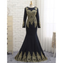 Sexy Mermaid Floor Length Black Prom/ Formal Dress with Long Sleeves